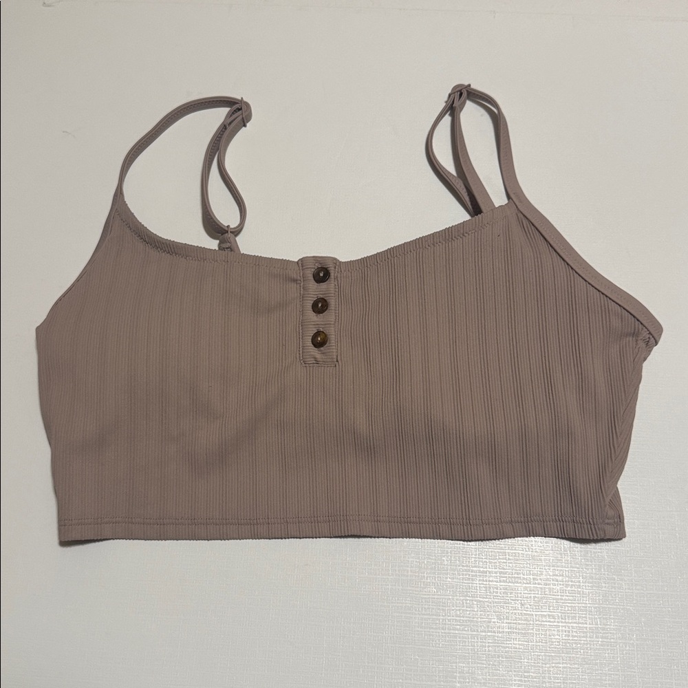 Aerie Taupe Ribbed Crop Top